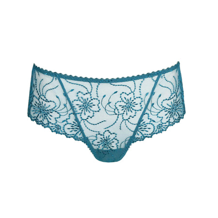 Blue lace underwear on a white background