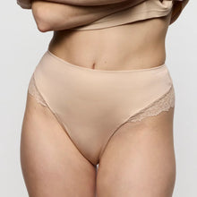 Load image into Gallery viewer, Beige lace underwear on a plain background
