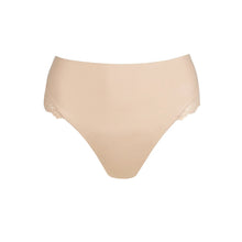 Load image into Gallery viewer, Beige high-waisted bikini bottom on a white background
