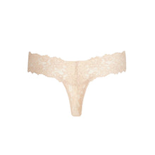 Load image into Gallery viewer, Beige lace thong on a white background

