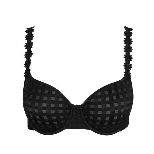 Black underwired, non-padded bra. It has the signature Avero dainty daisy straps, which may be worn as normal or in a halter style. This is the perfect everyday bra. Light and comfortable. Its seamfree cups work perfectly as a t/shirt bra too! 
Fabric Content: Polyamide: 79%, Elastane: 17%, Polyester: 4%. 
