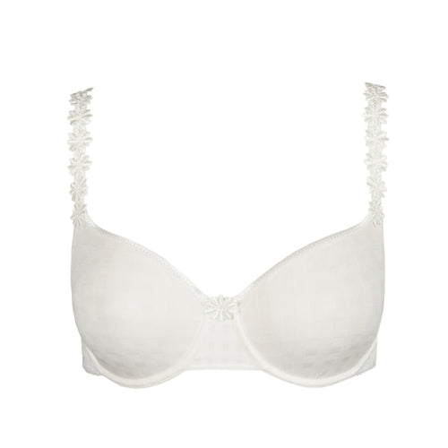 Ivory underwired, non-padded bra. It has the signature Avoro dainty daisy straps, which may be worn as normal or in a halter style. This is the perfect everyday bra. Light and comfortable. Its seamfree cups work perfecly as a t/shirt bra too!   Fabric Content: Polyamide: 79%, Elastane: 17%, Polyester: 4%