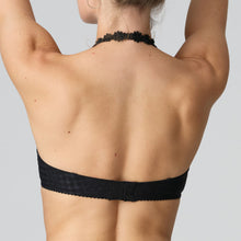 Load image into Gallery viewer, Black underwired, non-padded bra. It has the signature Avero dainty daisy straps, which may be worn as normal or in a halter style. This is the perfect everyday bra. Light and comfortable. Its seamfree cups work perfectly as a t/shirt bra too! 
Fabric Content: Polyamide: 79%, Elastane: 17%, Polyester: 4%. 

