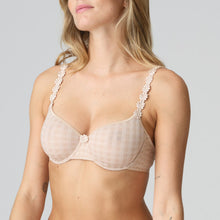 Load image into Gallery viewer, Caffé Latte underwired, non-padded bra. It has the signature Avoro dainty daisy straps, which may be worn as normal or in a halter style. This is the perfect everyday bra. Light and comfortable. Its seamfree cups work perfecly as a t/shirt bra too!   Fabric Content: Polyamide: 79%, Elastane: 17%, Polyester: 4%
