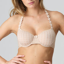 Load image into Gallery viewer, Caffé Latte underwired, non-padded bra. It has the signature Avoro dainty daisy straps, which may be worn as normal or in a halter style. This is the perfect everyday bra. Light and comfortable. Its seamfree cups work perfecly as a t/shirt bra too!   Fabric Content: Polyamide: 79%, Elastane: 17%, Polyester: 4%
