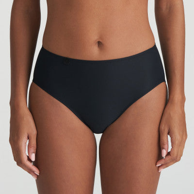 Charcoal full brief with a wide hip detail and are worn higher on the waist but also cover the bottom completely. They are totally opaque, made from sturdy stretch fabric for a figure-flattering effect.  Fabric Content: Polyamide: 56%, Elastane: 40%, Cotton: 4%
