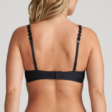 Load image into Gallery viewer, Charcoal Non-Wire Triangle Bralette. The shoulder straps have a playful circular design which can be converted into a halter style. The formed smooth finish of the cup is perfect under T/Shirts. Fabric Content: Polyamide: 45%, Elastane: 31%, Polyester: 24%
