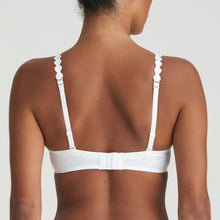 Load image into Gallery viewer, Pure White formed heart shaped underwired bra. The shoulder straps have a playful circular design which can be converted into a halter style. The formed smooth finish of the cup is perfect under T/Shirts.  Fabric Content: Polyester: 38%, Polyamide: 37%, Elastane: 25%
