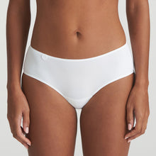 Load image into Gallery viewer, Pure White Hot Pants have a low rise. This style reveals a hint of your bottom at the back and has a seamless finish. They are totally opaque and are made from soft stretch fabric. Fabric Content: Polyamide: 82%, Elastane:13%, Cotton: 5%
