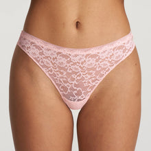 Load image into Gallery viewer, Perfect lace G/String in the classic and lots of fashion colours. Beautifully soft and comfortable, with soft lines that do not show under clothes.   Fabric Content : Polyamide: 82%, Elastane: 14%, Cotton: 4%.  Pearly Pink. 
