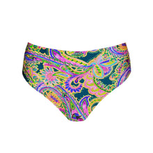 Load image into Gallery viewer, Colorful paisley-patterned bikini bottom on a white background
