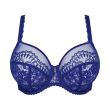 Load image into Gallery viewer, Blue lace bra on a white background
