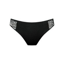 Load image into Gallery viewer, Black bikini bottom with cut-out sides on a white background
