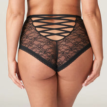 Load image into Gallery viewer, This high waist brief is very special! It offers full coverage to the front but has gorgeous cut out details at the back. A luxurious retro look with delicate elastic trim for a smooth fit throughout. This garment is both flattering and practical.  Fabric Content: Polyamide: 75%, Elastane: 18%, Cotton: 7%
