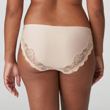 Load image into Gallery viewer, Looking for comfortable and oh so elegant briefs? These bikini style Rio briefs have it all. The lace work on the hip gives the impression of a longer leg, the bikini style is flattering to most shapes. This brief has a full back for smoothness and comfort. The lace detail on the hip offers the finishing touch to this elegant brief. Fabric content: Polyamide: 72%, Elastane: 23%, Cotton: 5% Caffé Latte.
