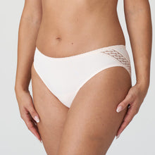 Load image into Gallery viewer, Opaque briefs with chic lace embroidery on the hip. Full back for coverage with a lace trim seam free finish.   Fabric: Polyamide: 87%, Elastane: 11%, Cotton: 2%. Crystal Pink.
