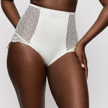 Load image into Gallery viewer, White lace-trimmed underwear worn by a model on a plain background
