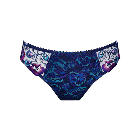 Blue patterned underwear on a white background