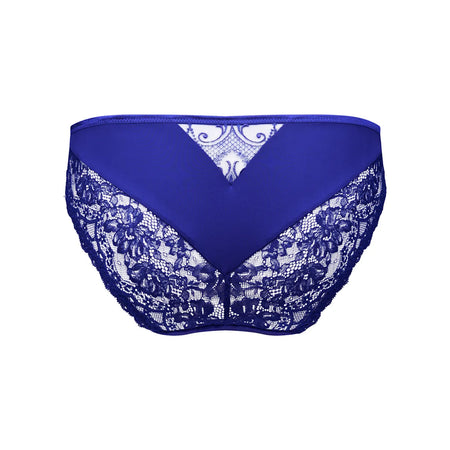 Blue lace underwear on a white background