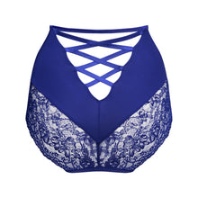 Load image into Gallery viewer, Blue lace lingerie set on a white background
