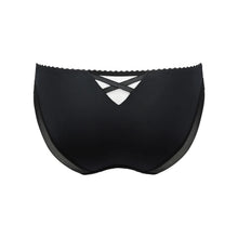 Load image into Gallery viewer, Black underwear with a criss-cross lace-up detail at the center front, shown against a plain white background.
