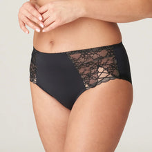 Load image into Gallery viewer, High waist briefs in a smooth fabric with sexy laser cut-outs at the legs. Delicate elastic trim at the bottom for an invisible fit. Both flattering and practical.  Fabric Content: Polyamide: 74%, Elastane: 18%, Cotton: 8%
