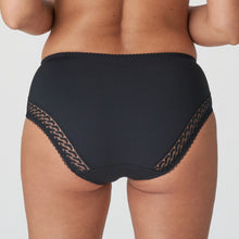 Load image into Gallery viewer, These luxurious and opaque high-waisted briefs feature decorative lace embroidery.  Full back for coverage with a lace trim seam free finish.   Fabric: Polyamide: 79%, Elastane: 11%, Cotton: 7%, Polyester: 3%. Black.
