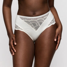 Load image into Gallery viewer, White lace underwear worn by a model on a plain background

