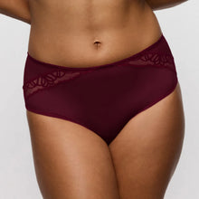 Load image into Gallery viewer, Maroon lace-trimmed underwear on a neutral background

