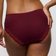 Load image into Gallery viewer, Maroon underwear with lace trim on a neutral background
