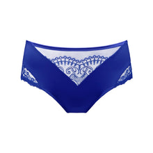 Load image into Gallery viewer, Blue lace underwear on a white background
