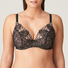 Load image into Gallery viewer, This is a deep-plunge triangle bra with sensual laser-cut lace detail along the neckline. The lace cups have natural stretch and are supremely comfortable, while the formed half cup creates fullness, support and cleavage.   Fabric Content: Polyamide: 50%, Polyester: 36%, Elastane: 14%
