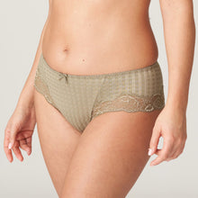 Load image into Gallery viewer, A most flattering hipster style brief, giving a modern look to a stylish and elegant piece of underwear.   Fabric content: Polyamide: 72%, Elastane: 23%, Cotton: 5%. Golden Olive.
