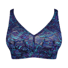 Load image into Gallery viewer, Blue lace bralette on a white background
