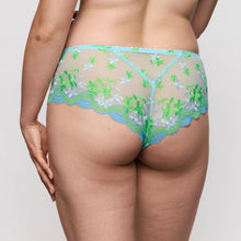 Load image into Gallery viewer, Green and blue floral lace underwear on a plain background
