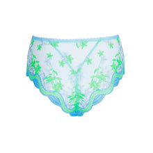 Load image into Gallery viewer, Lace-patterned underwear with green stars on a white background
