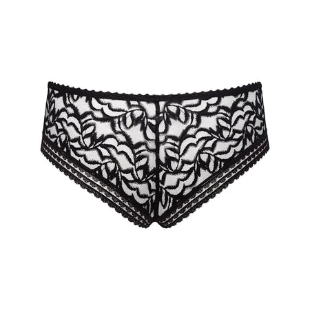 Black lace underwear on a white background