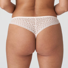 Load image into Gallery viewer, Opaque G/S with chic lace embroidery on the hip and back. All lace at the bottom for smoothness and style  Fabric: Polyamide: 86%, Elastane: 11%, Cotton: 3%. Crystal Pink.
