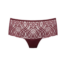 Load image into Gallery viewer, Maroon lace underwear on a white background

