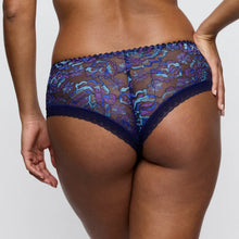 Load image into Gallery viewer, Blue lace underwear worn by a person on a plain background
