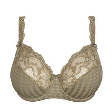 Load image into Gallery viewer, The Madison series is a keeper for many fans. No surprise, because this is very much a youthful, elegant series, thanks to the combination of checks and lace.This bra’s sublime fit has long been acclaimed. The cups are sewn from three sections to support, centre and lift the bust optimally. It not only makes you look slimmer, it’s exceptionally comfortable too!  Fabric content: Polyamide: 83%, Elastane:17%. Golden Olive.
