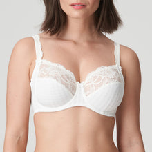 Load image into Gallery viewer, The Madison series is a keeper for many fans. No surprise, because this is very much a youthful, elegant series, thanks to the combination of checks and lace.This bra’s sublime fit has long been acclaimed. The cups are sewn from three sections to support, centre and lift the bust optimally. It not only makes you look slimmer, it’s exceptionally comfortable too!  Fabric content: Polyamide: 83%, Elastane:17%. Ivory.
