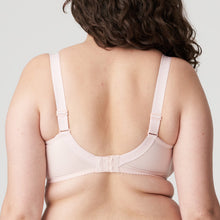 Load image into Gallery viewer, Pearly Pink. This is a continuation of the Orlando story. A three-piece underwire bra with a unique fit and a modern, airy look for the larger bust. The stretchy lace has shimmery embroidery on the top of the cup. The base of the cup is smooth for versatile wear. The straps are decorative and offer full support. An all-round winner.  Fabric: Polyamide: 84%, Elastane: 10%, Polyester: 6%
