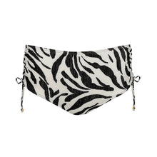 Load image into Gallery viewer, Zebra print bikini bottom on a white background
