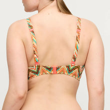 Load image into Gallery viewer, Multicolored bikini top on a plain background
