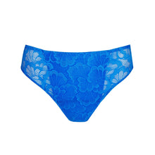 Load image into Gallery viewer, Blue floral lace underwear on a white background
