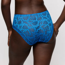 Load image into Gallery viewer, Blue lace underwear worn by a person on a plain background
