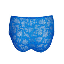 Load image into Gallery viewer, Blue lace underwear on a white background
