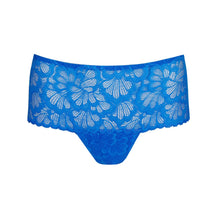 Load image into Gallery viewer, Blue lace underwear on a white background
