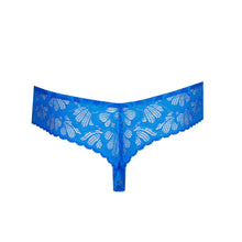 Load image into Gallery viewer, Blue lace underwear on a white background
